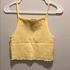 YELLOW SMOCKED CROP TOP